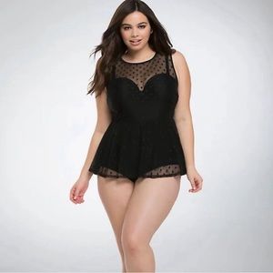 Torrid Polka Dot Mesh Swimsuit
